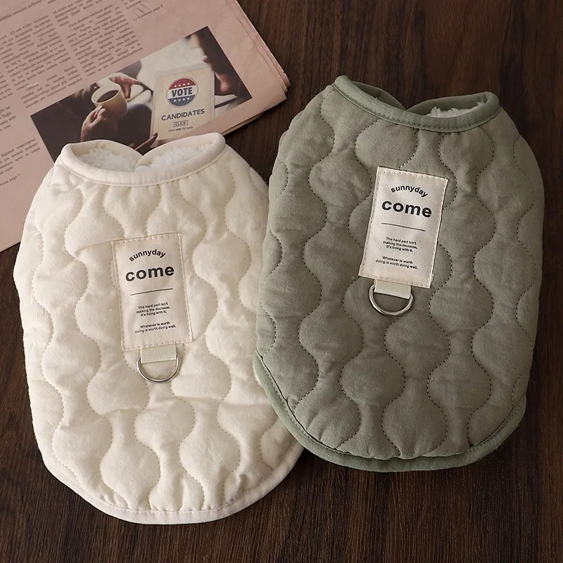 Winter Thickened Warm Dog Coat Puppy Outdoor Clothing Teddy Biker Two Legs Cardigan Pet Supplies Leashable Dog Clothes