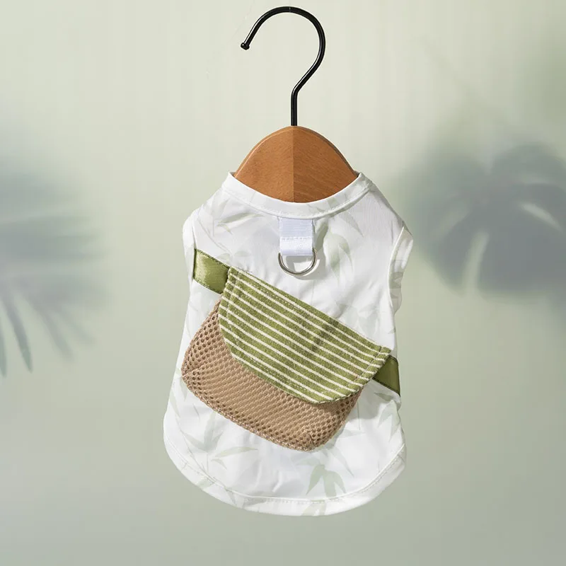 Puppy Backpack Summer Vest Dog Outdoor Leashable Clothes Pet Clothing Teddy Biker Two Leg Pullover Shirt XS-XL