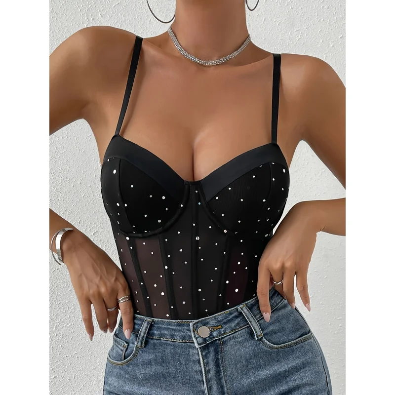 Shiny Sequined Steel Ring Bodycon Sexy High-End Camisole Jumpsuit for Cross-Border Independent Sites in Europe And America