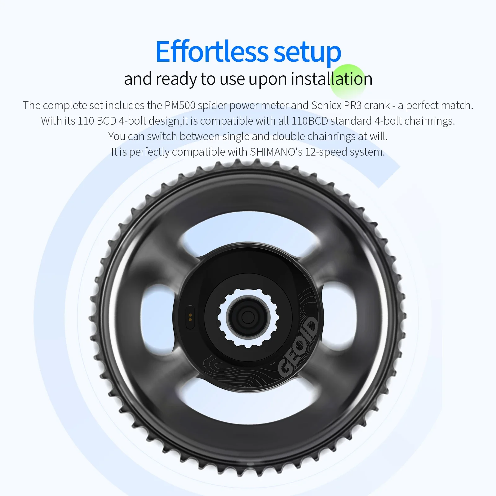 GEOID PM500 Power Meter 110BCD 4 Bolt Crank 24mm Spindle ANT+ Bluetooth Road Bike Power Meter for Shimano