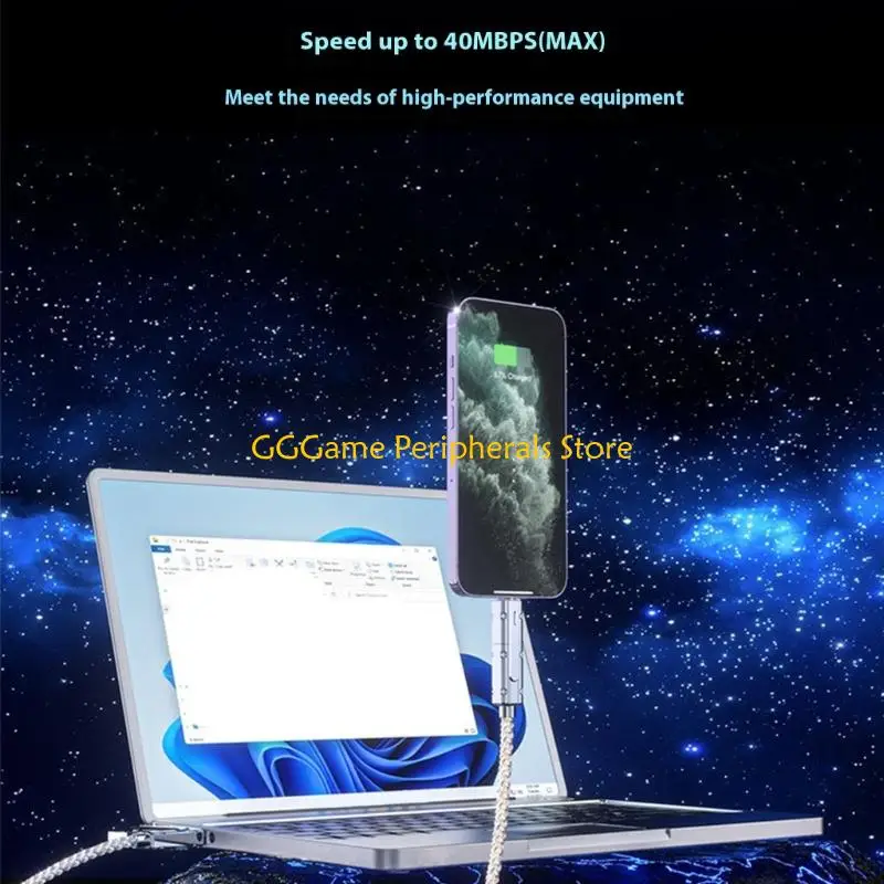 U55B USB Cable LED Current Display 4 Port Quick Charges for All Devices