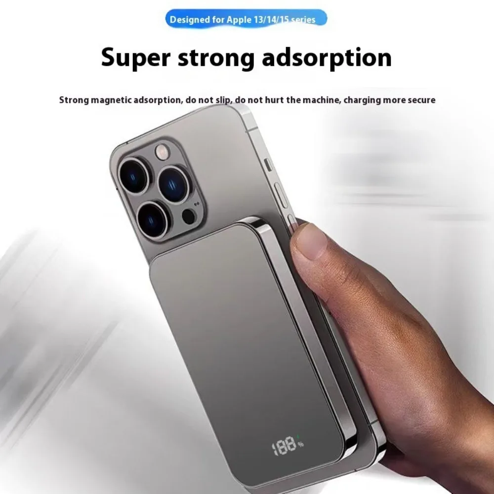 10000mAh Magnetic Wireless Power Bank Thin Fast Charging Portable LED Display USB C Battery for Samsung Xiaomi Android PowerBank