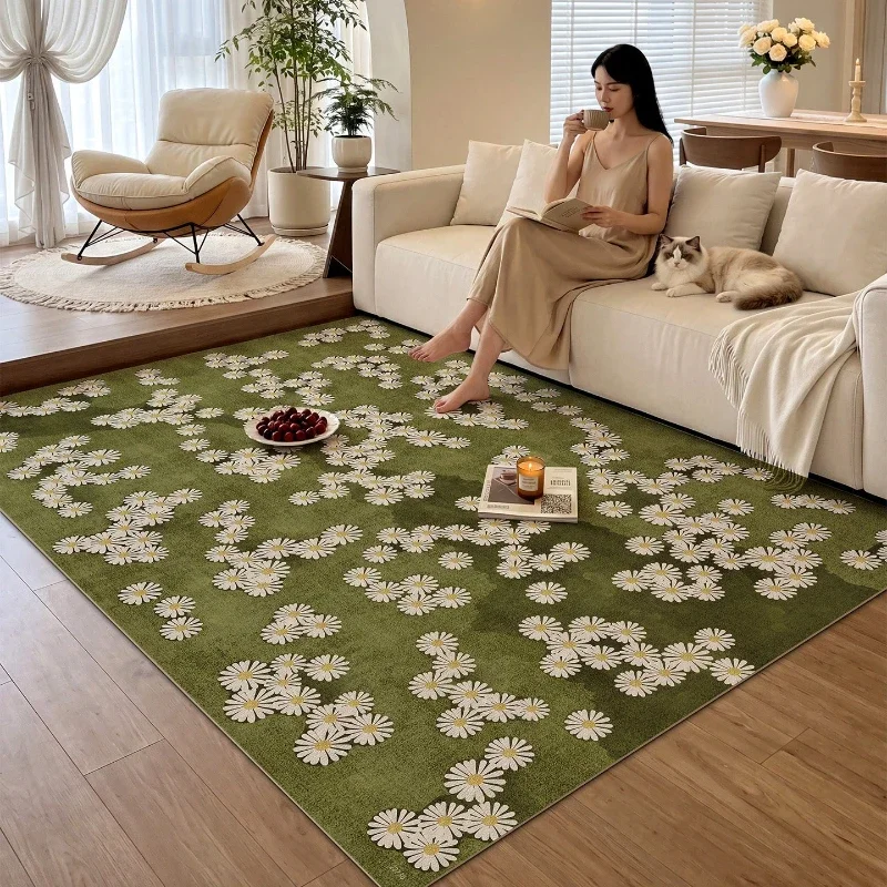 Large Area Bedroom Decor Green Carpet Flower Pattern Carpets for Living Room Thick Plush Lounge Floor Mat Fluffy Soft Study Rug