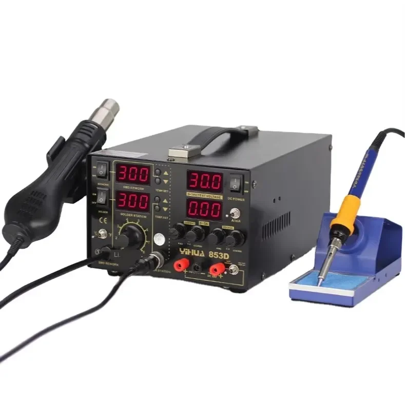 TLF YIHUA 853D 5A Hot Air Rework Station 5A DC Power Supply 3 in 1 Functions Rework Soldering Iron Station