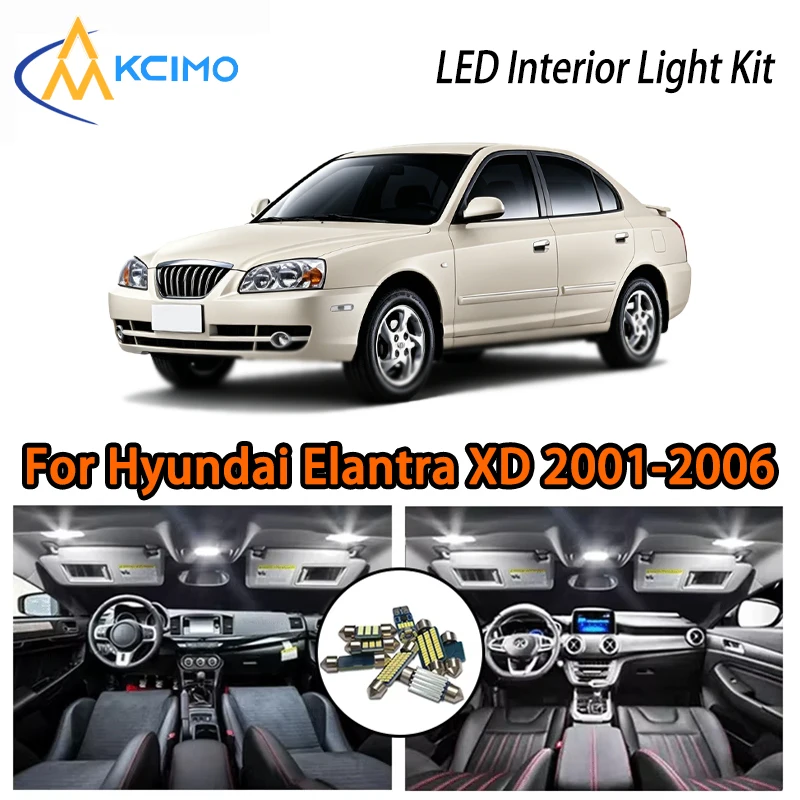 For Hyundai Elantra XD 2001-2006 LED Interior Lights, Car Atmosphere Lamp Kit, Super Bright White Ice Blue
