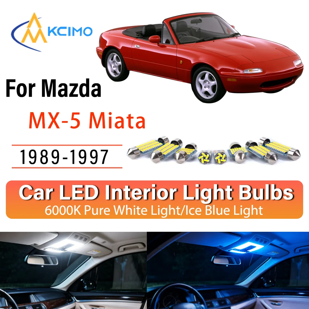 For Mazda MX-5 Miata 1989-1997 Wire-Free Steady Illuminating LED Car Interior Bulb Refit Pack Direct Fit Overhead Reading Cargo
