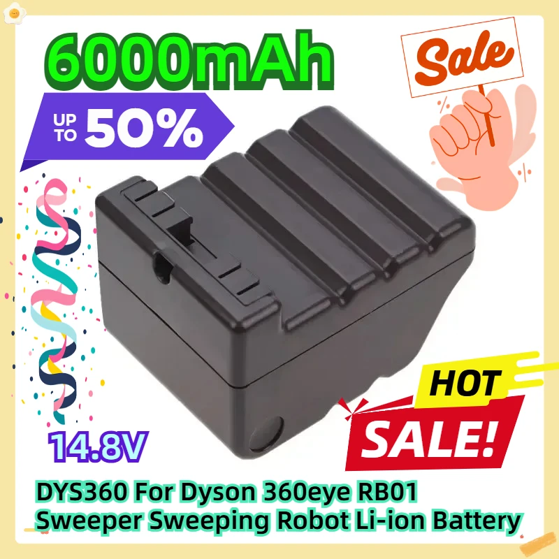 14.8V 6000mAh DYS360 For Dyson 360eye RB01 Sweeper Sweeping Robot Li-ion Battery