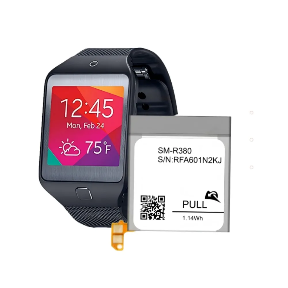 2PCS EB-BR380FBE 250mAh Lithium-ion Watch Battery Brand New Full Capacity Cell For Samsung Gear 2 Neo R380 R381