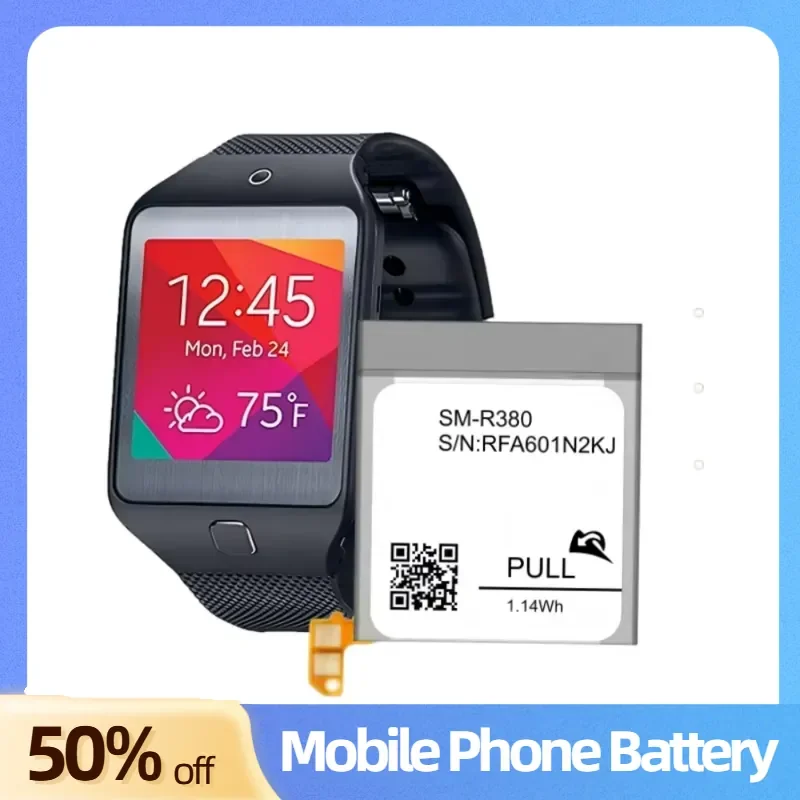 2PCS EB-BR380FBE 250mAh Lithium-ion Watch Battery Brand New Full Capacity Cell For Samsung Gear 2 Neo R380 R381