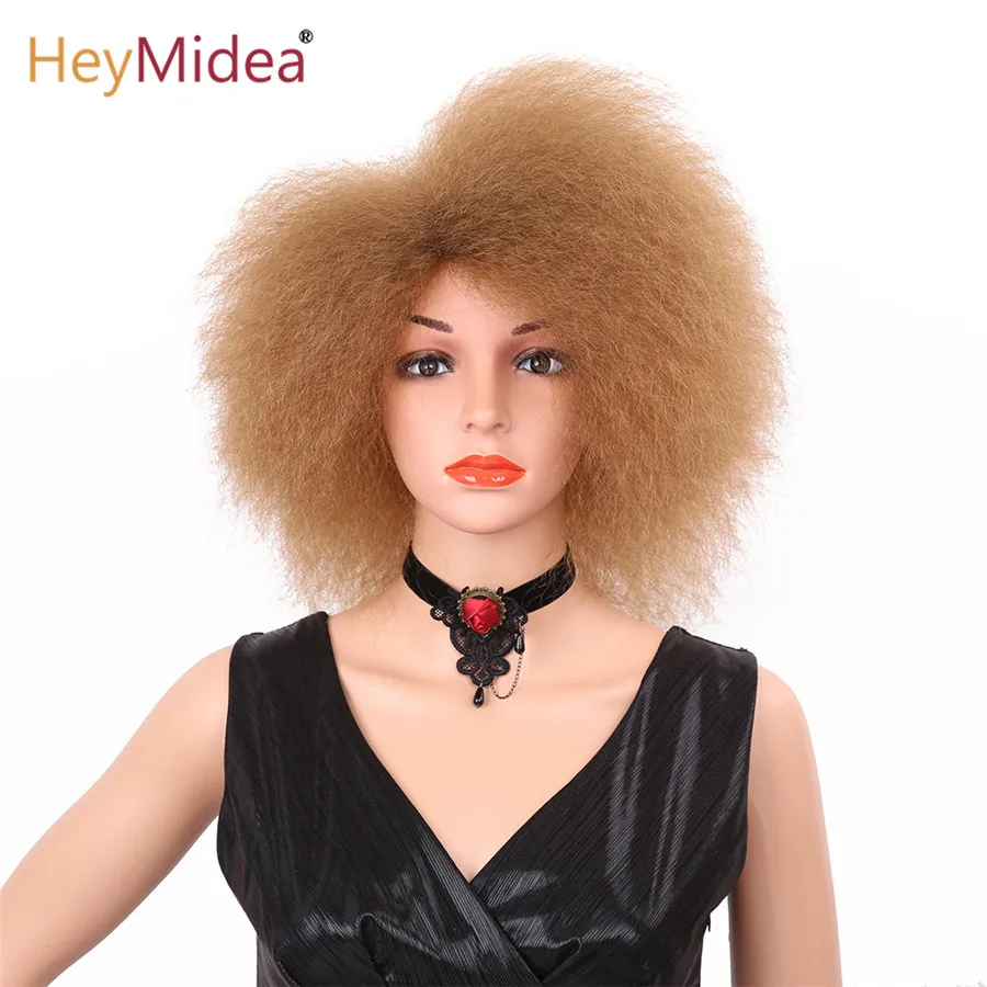 Afro Kinky Curly Wig for Black Women 6inch  Short Curly Wigs Synthetic Wigs Heat Resistant African Curly Full Wigs HeyMidea