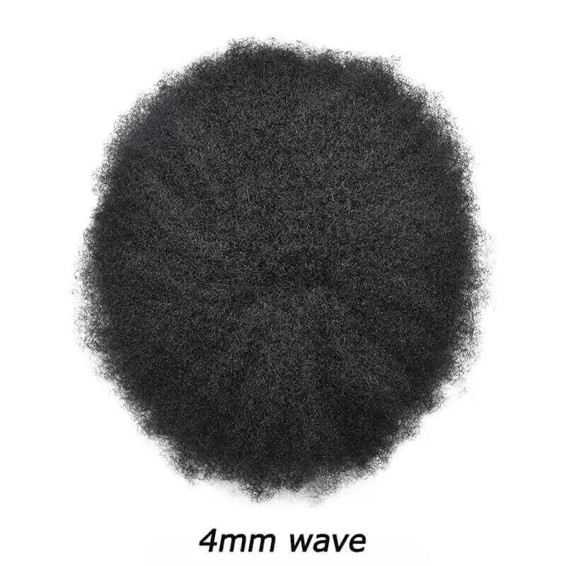 Mono NPU Man Wigs Human Hair Afro Kinky Curly Short Cut Human Hair Wigs Indian Real Human Hair 6inch 8mm Wave Male Toupee Hair