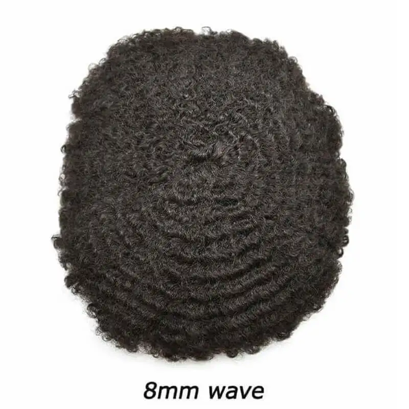 Mono NPU Man Wigs Human Hair Afro Kinky Curly Short Cut Human Hair Wigs Indian Real Human Hair 6inch 8mm Wave Male Toupee Hair