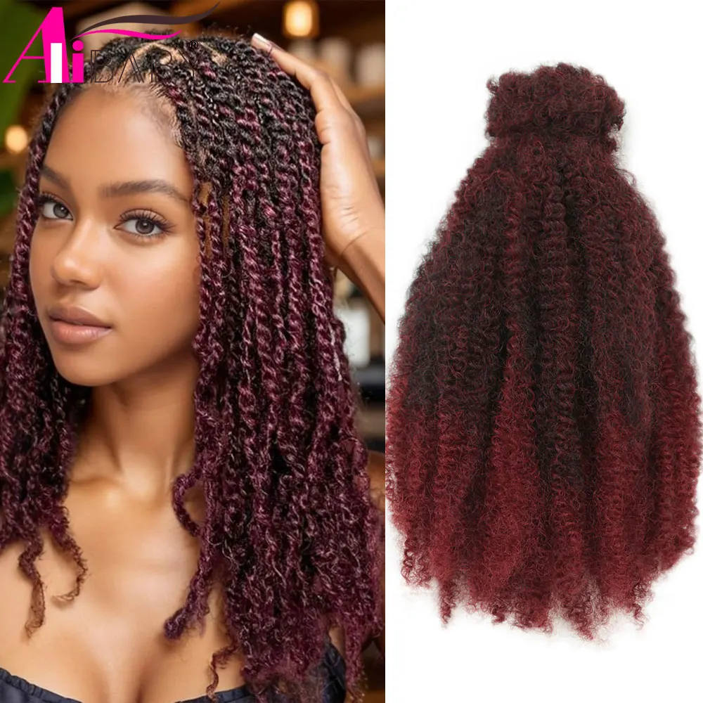 Alibaby Synthetic Spring Afro Twist Crochet Hair Ombre Blonde Brown 12 Inch Afro Kinky Marley Twist Braiding Hair