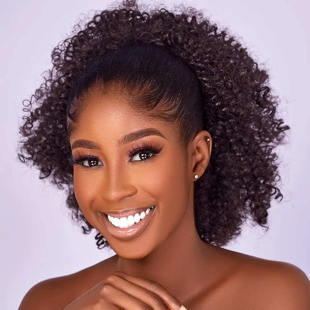 Synthetic Drawstring Curly Hair Ponytail Extension for African Women Short Afro Kinky Curly Hairpieces Fake Tail