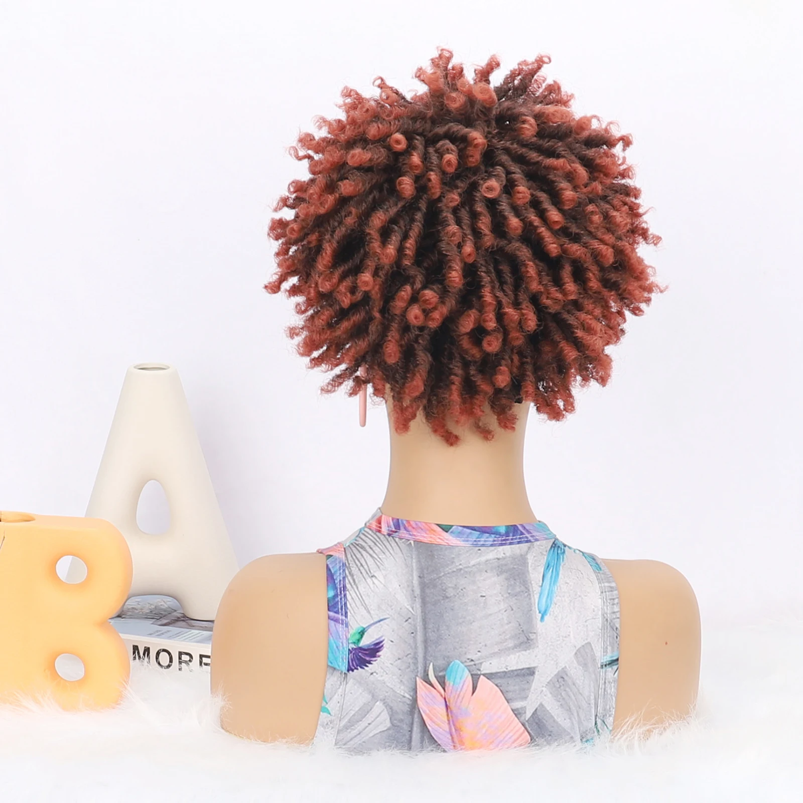 Zolin Afro Hair Wigs Kinky Curly Hair Visor Hat Wig Synthetic Afro Curly Hat Wig for Black Women Daily Use