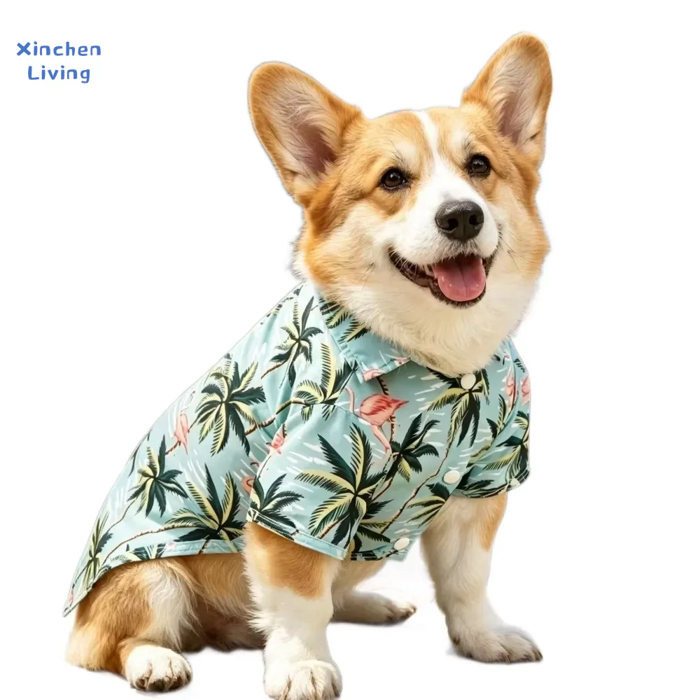 Pet Hawaiian Baseball Shirt All Seasons Short Sleeve Breathable Soft Lightweight Cute Tropical Leaf Animal Print Cats Dogs Puppy