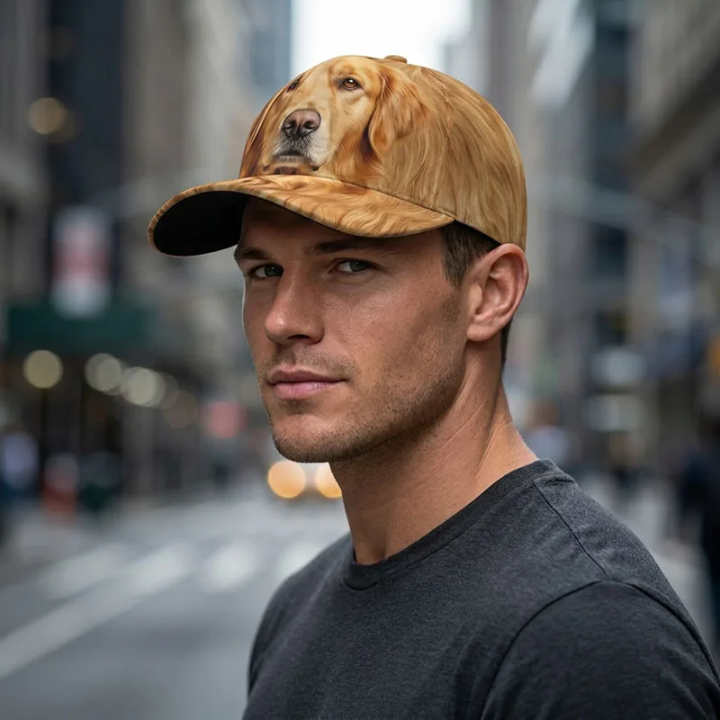 Golden Retriever Dog Baseball Caps Pet Fluffy Puppy Streetwear Hip Hop Canine Hats Trucker Smiling Pup Goldie Gift Driver Peaked