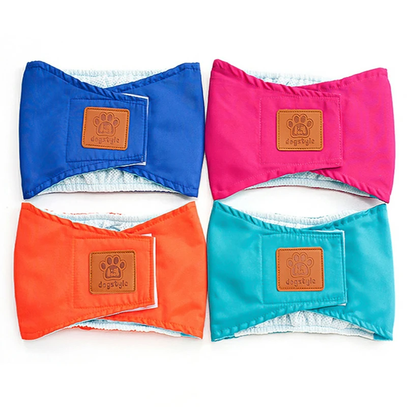 Reusable Washable Dog Diapers Breathable Cotton Puppy Belly Bands Hook & Loop Adjustable Sanitary Pantie for Pet WWO66