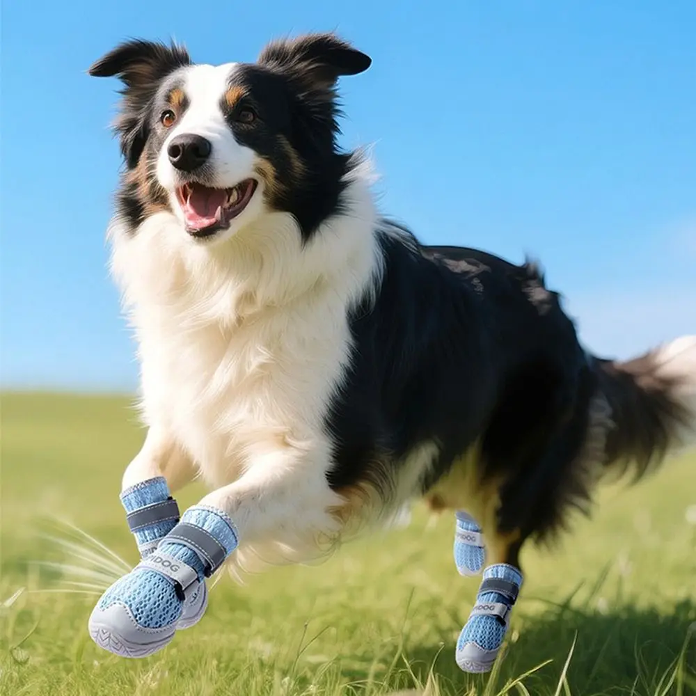 2Pcs Mesh High-top Dog Shoes Non-slip Elastic Strap Pet Sandals Soft-sole Breathable Puppy Paw Protector For Medium/Large Dogs