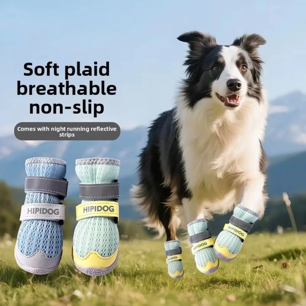 2Pcs Mesh High-top Dog Shoes Non-slip Elastic Strap Pet Sandals Soft-sole Breathable Puppy Paw Protector For Medium/Large Dogs