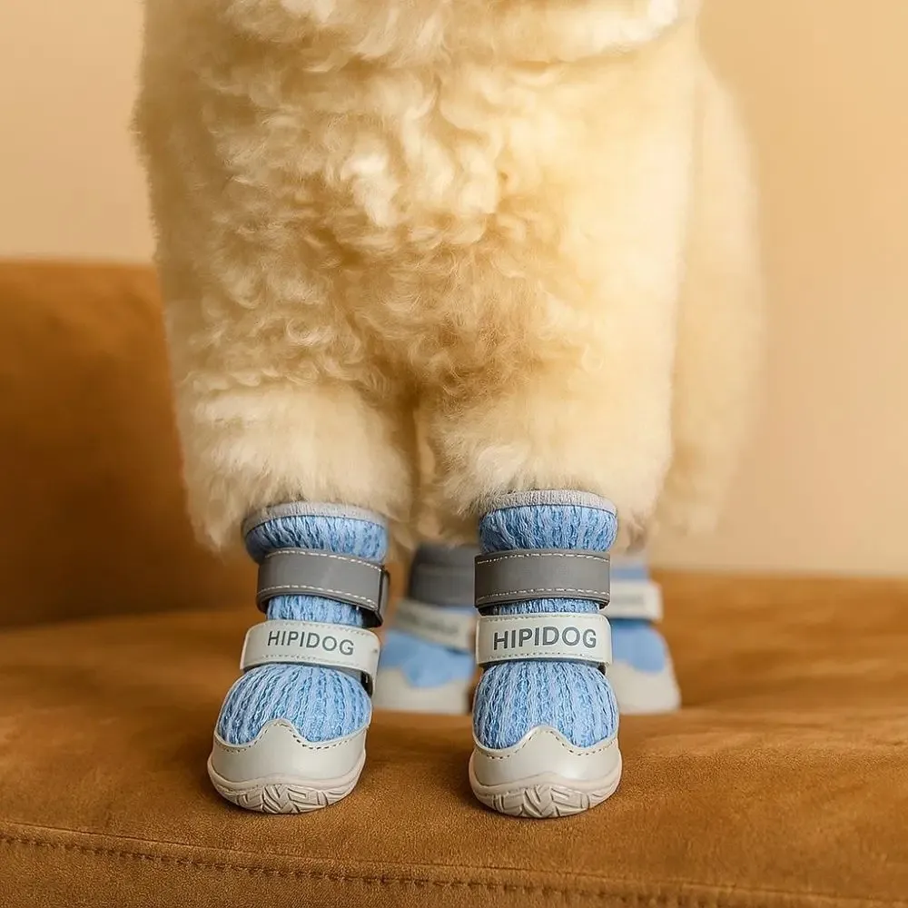 2Pcs Mesh High-top Dog Shoes Non-slip Elastic Strap Pet Sandals Soft-sole Breathable Puppy Paw Protector For Medium/Large Dogs