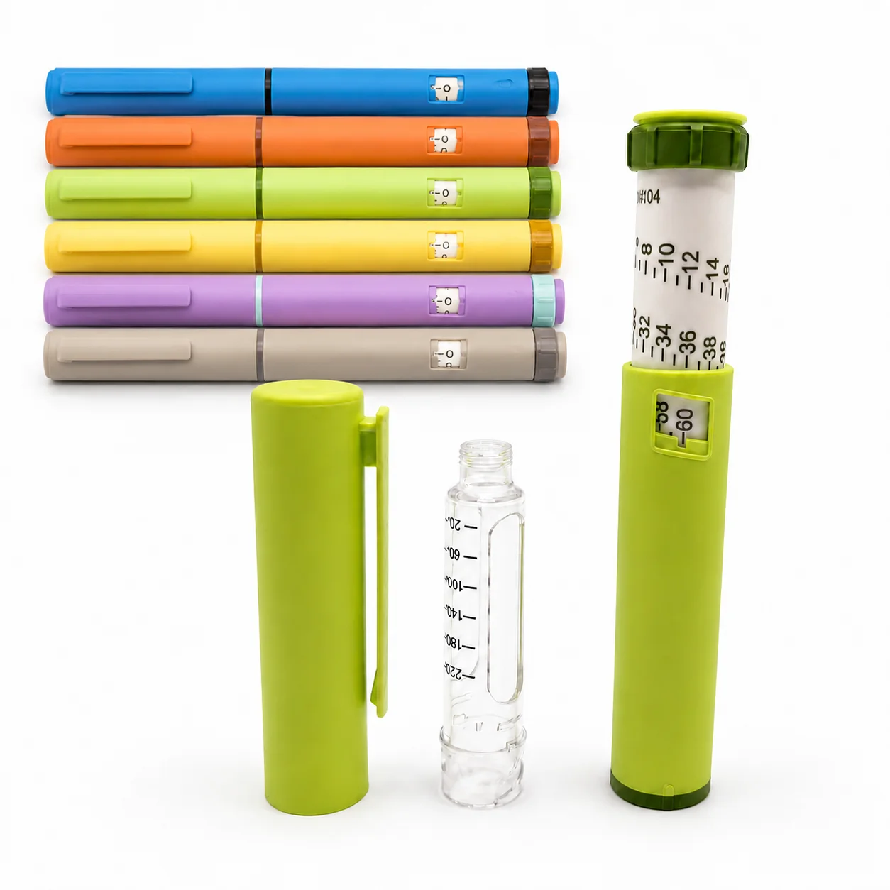 Colorful Plastic 3ml Magic Pen Portable Reusable 60U Insulin Injection Pen for Diabetes or Personal Peptide Use