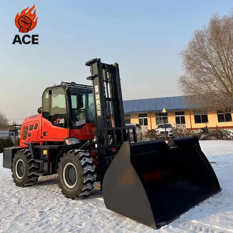 Chinese Rough Terrain Forklift 3 Ton 4 x 4 Outdoor Off-road All Rough Terrain Forklift Diesel Forklifts 3.5 ton 5 Ton With EPA