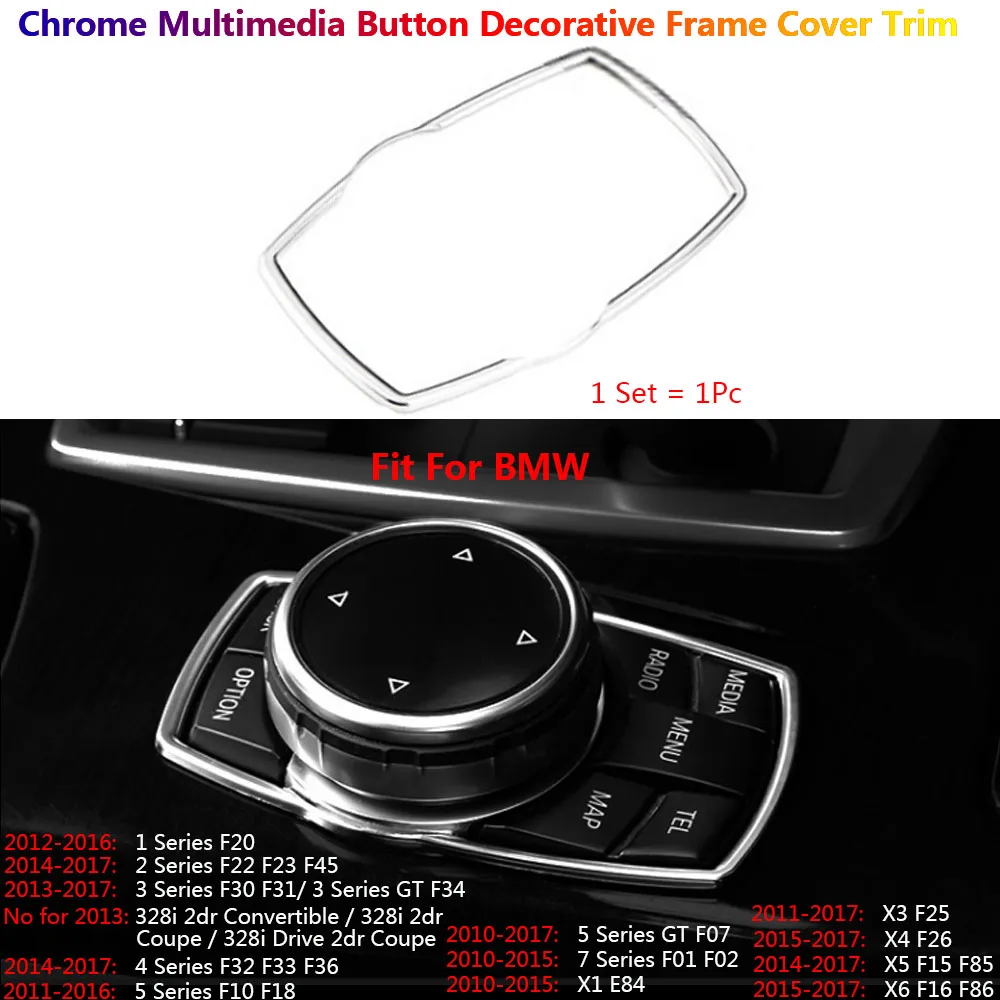 Chrome Car Inner Multimedia Frame Cover Trim For BMW  1 2 3 4 5 7 X1 X3 X4 X5 X6 F10 F07 F20 F30 F34 F01 F02 E84 F15 F16 F25 F26