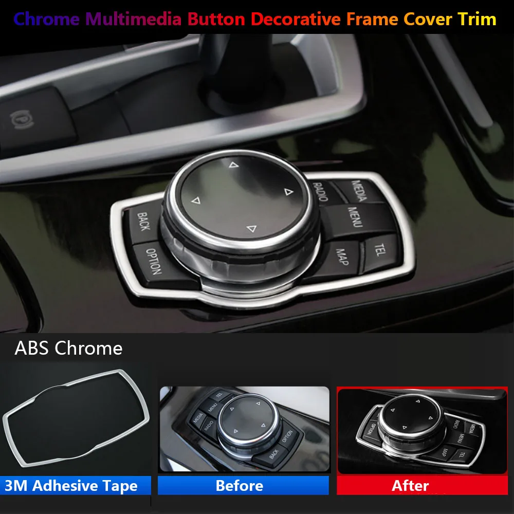 Chrome Car Inner Multimedia Frame Cover Trim For BMW  1 2 3 4 5 7 X1 X3 X4 X5 X6 F10 F07 F20 F30 F34 F01 F02 E84 F15 F16 F25 F26