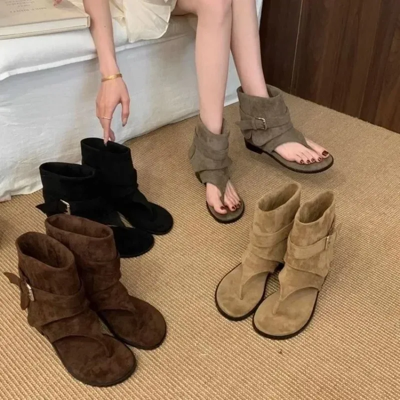 2026 Boots Casual Dress Street Style Shoes Clip Toe Flats Sandals Summer Fashion Trend Trouser