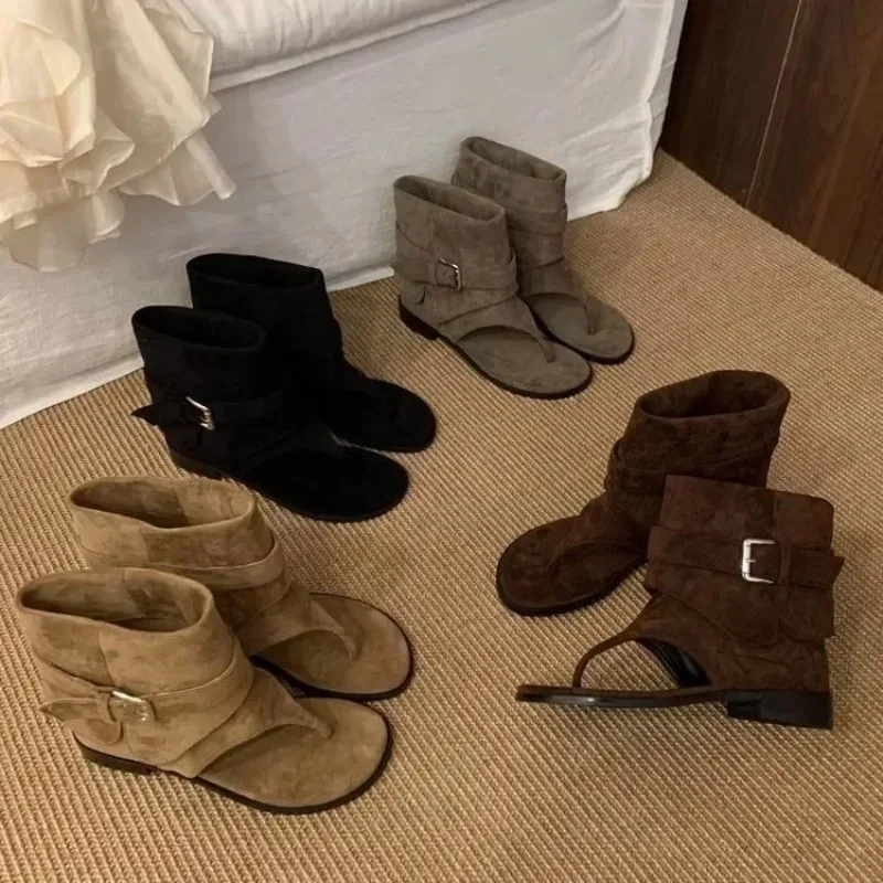2026 Boots Casual Dress Street Style Shoes Clip Toe Flats Sandals Summer Fashion Trend Trouser