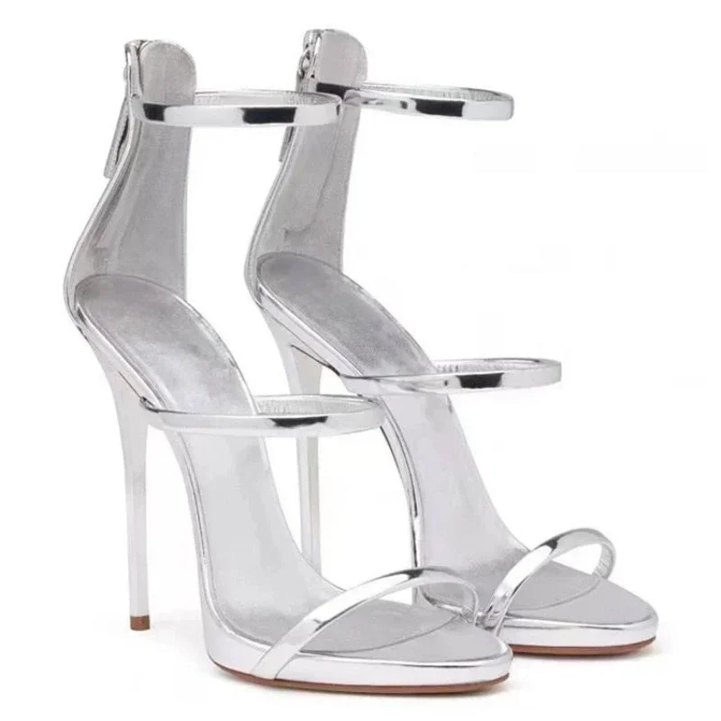 2025 New Luxury Womens Shoes Summer Sexy Stiletto High Heel Pumps Fashion High-quality Banquet Zipper Strap High Sandals Zapatos
