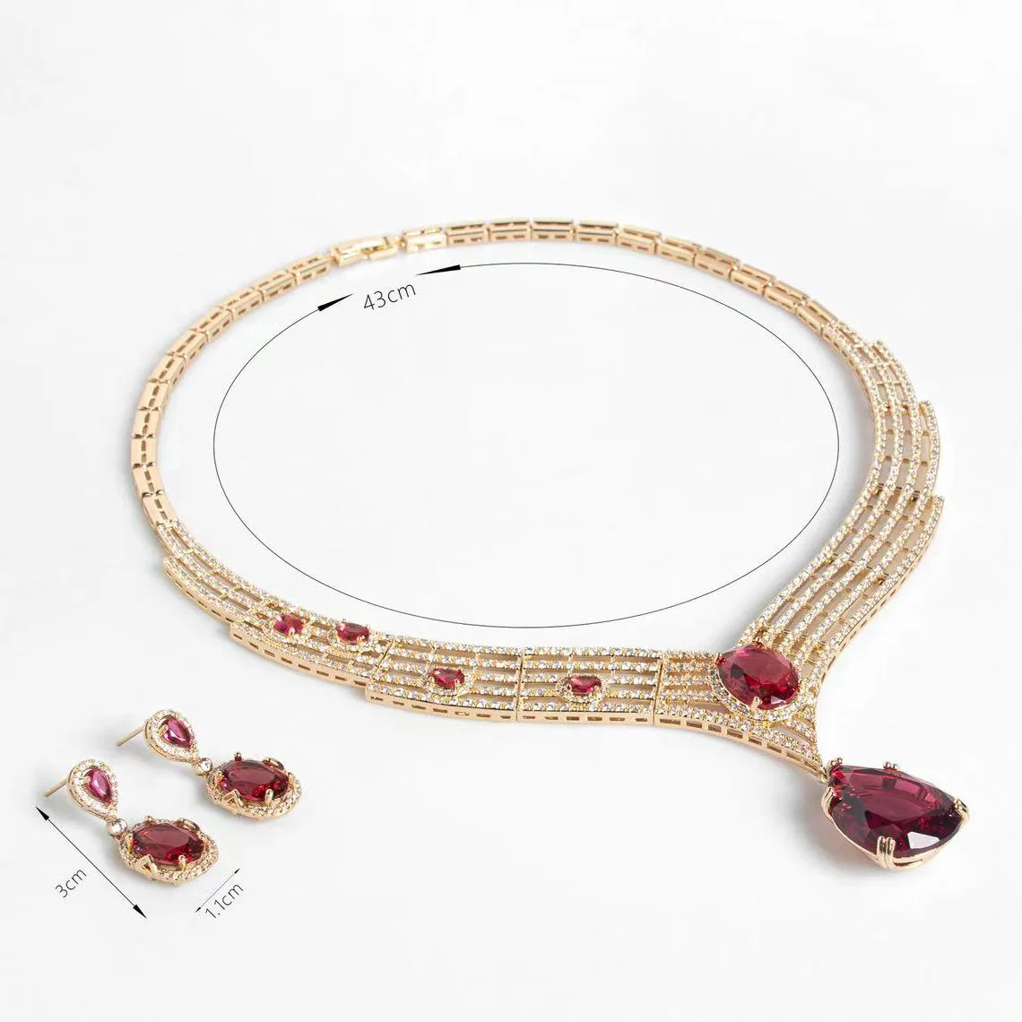 Super Beautiful Large Drops Alluring Jewellery Women's Set Dress Party Accessories Necklace Earrings Wedding Holiday Gift M-37