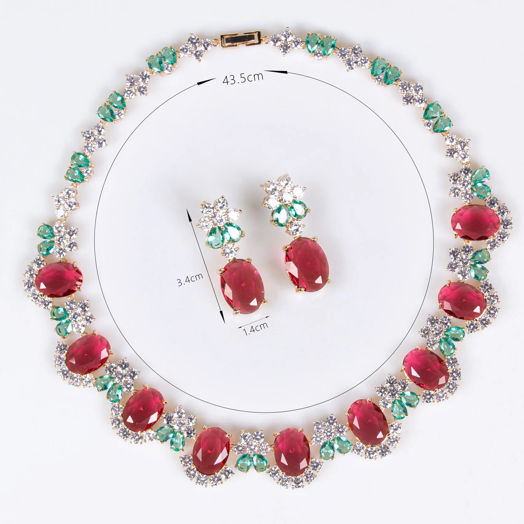 Gorgeous Super Shiny AAA Zirconia Teardrop Necklace Earrings Women Jewellery Set Dress Party Bridal Wedding Accessories M-295