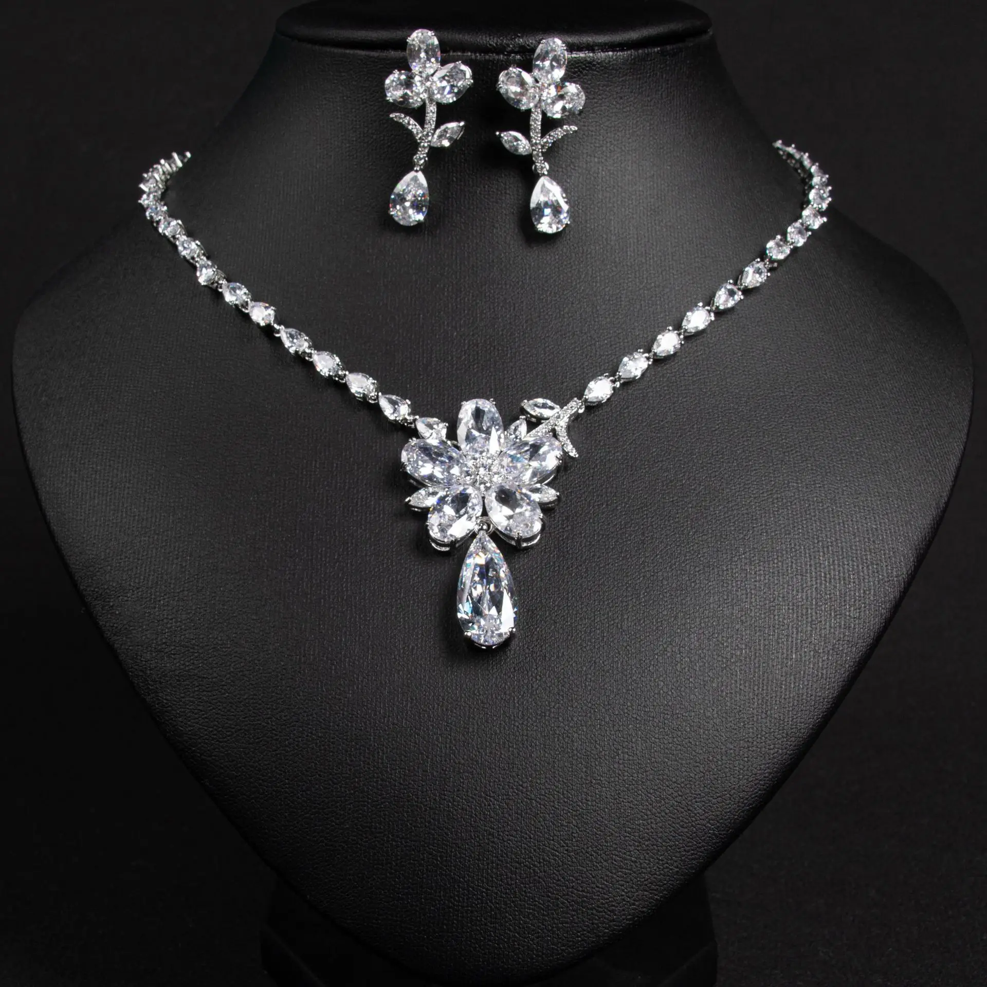 Summer Super Pretty Multi-colour Flower Necklace Earrings Jewellery Dress Accessories Set For Party Travel Wedding Bridal M-236