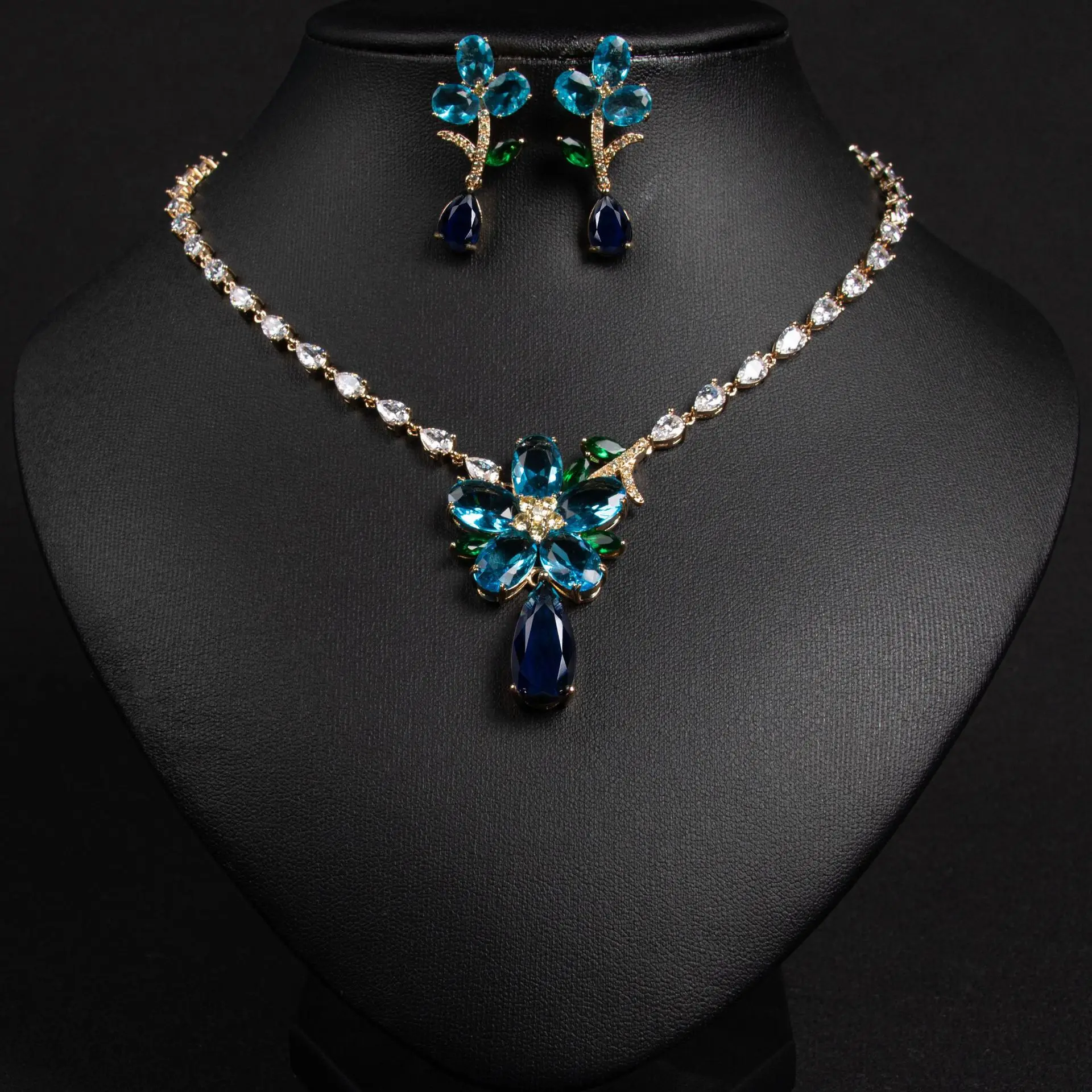 Summer Super Pretty Multi-colour Flower Necklace Earrings Jewellery Dress Accessories Set For Party Travel Wedding Bridal M-236