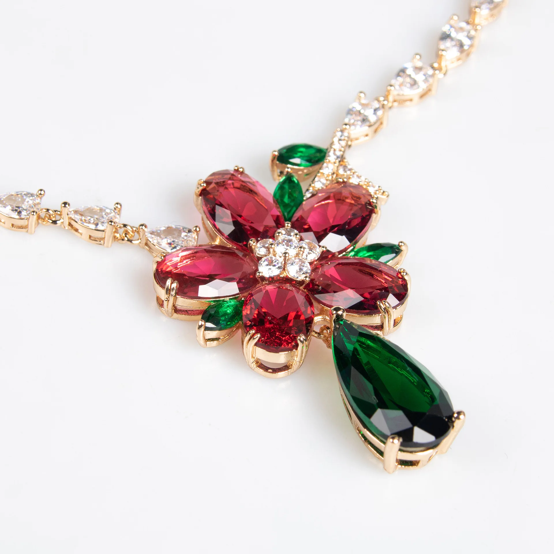 Summer Super Pretty Multi-colour Flower Necklace Earrings Jewellery Dress Accessories Set For Party Travel Wedding Bridal M-236