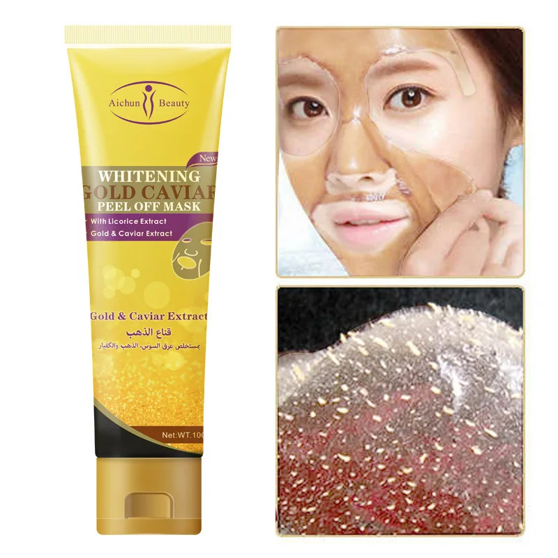 120ml Gold Caviar Peel-off Mask Whitening Cleansing Aloe Vera Blackhead Removal Mud Mask Wholesale Facial Mask