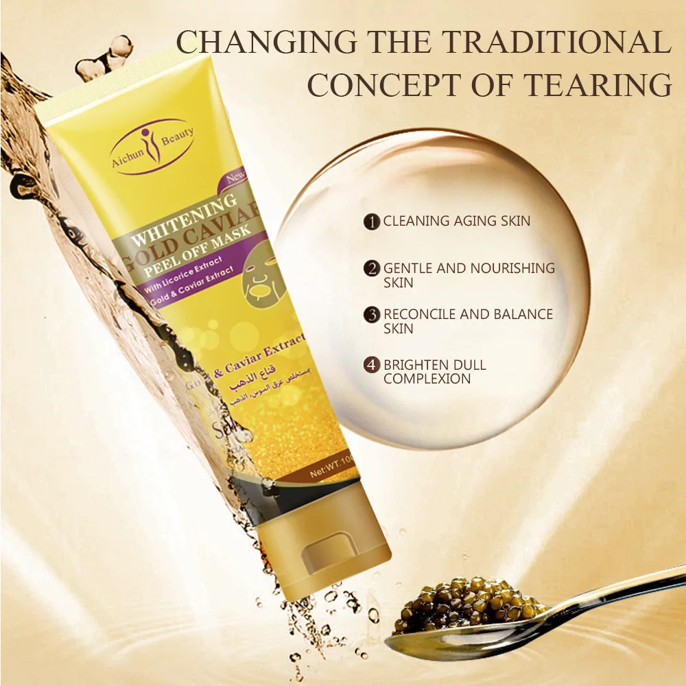 120ml Gold Caviar Peel-off Mask Whitening Cleansing Aloe Vera Blackhead Removal Mud Mask Wholesale Facial Mask