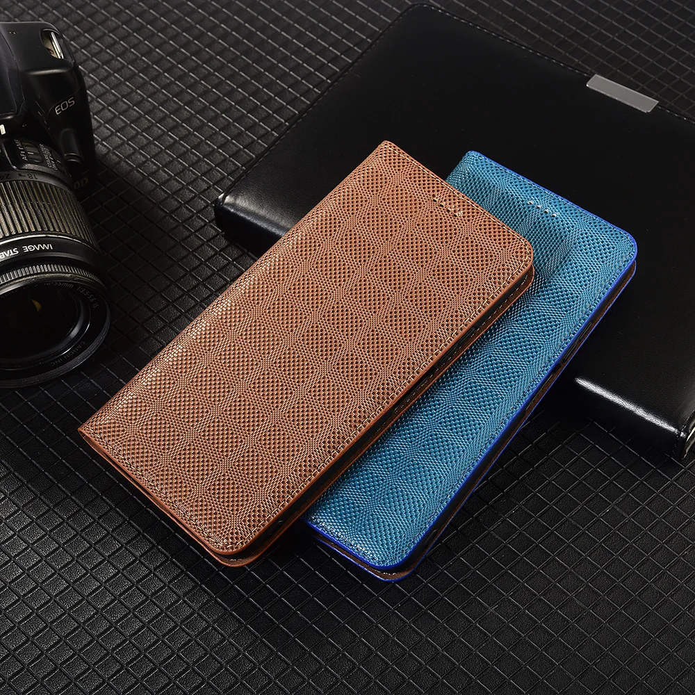 Cross grid Genuine Leather Flip Case For Xiaomi Poco F1 F2 F3 F4 F5 F6 F7 Pro GT Ultra 5G Wallet Phone Cover Cases Scratch Proof