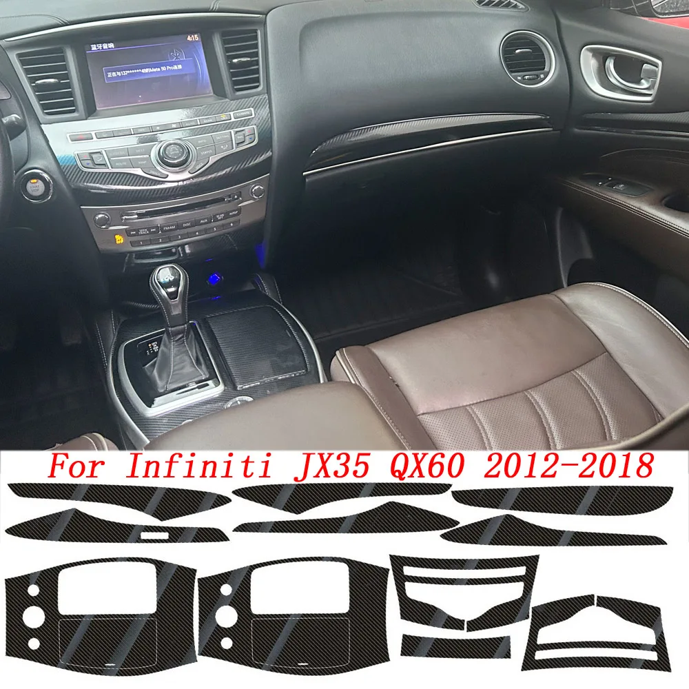 For Infiniti JX35 QX60 2012-2018 Interior Central Control Panel Door Handle Carbon Fiber Stickers Decals Car Styling Accessorie