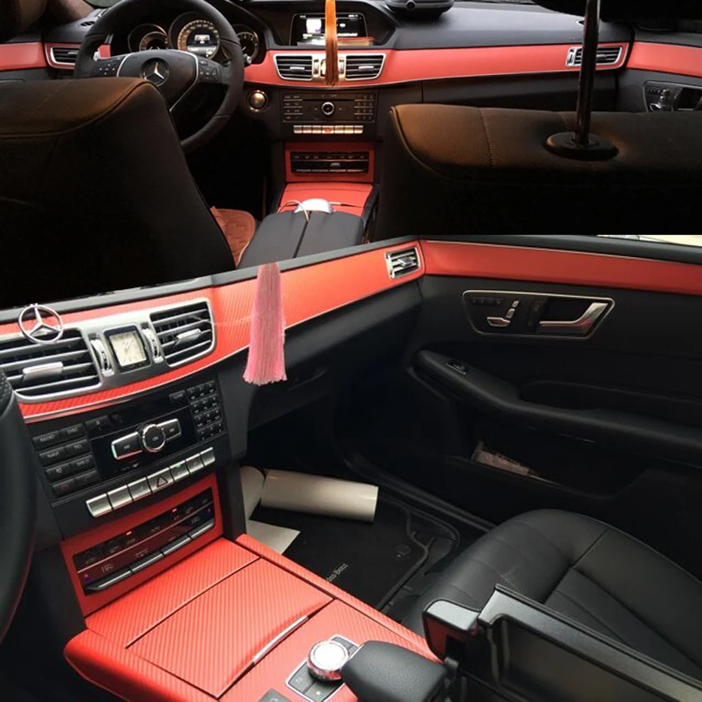 For Mercedes E Class W212  Interior Central Control Panel Door Handle 5DCarbon Fiber Stickers Decals Car styling Accessorie