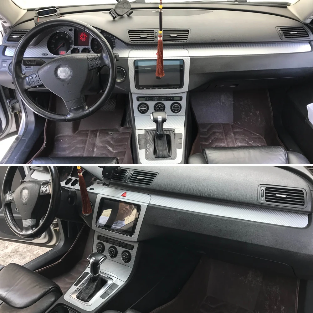 For Volkswagen Passat B6 2006-2011 Interior Central Control Panel Door Handle Carbon Fiber Sticker Decals Car styling Accessorie