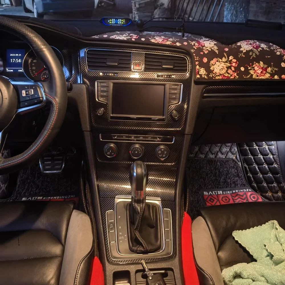 For Volkswagen Golf 7 MK7 Interior Central Control Panel Door Handle 5D Carbon Fiber Stickers Decals Car styling Accessorie