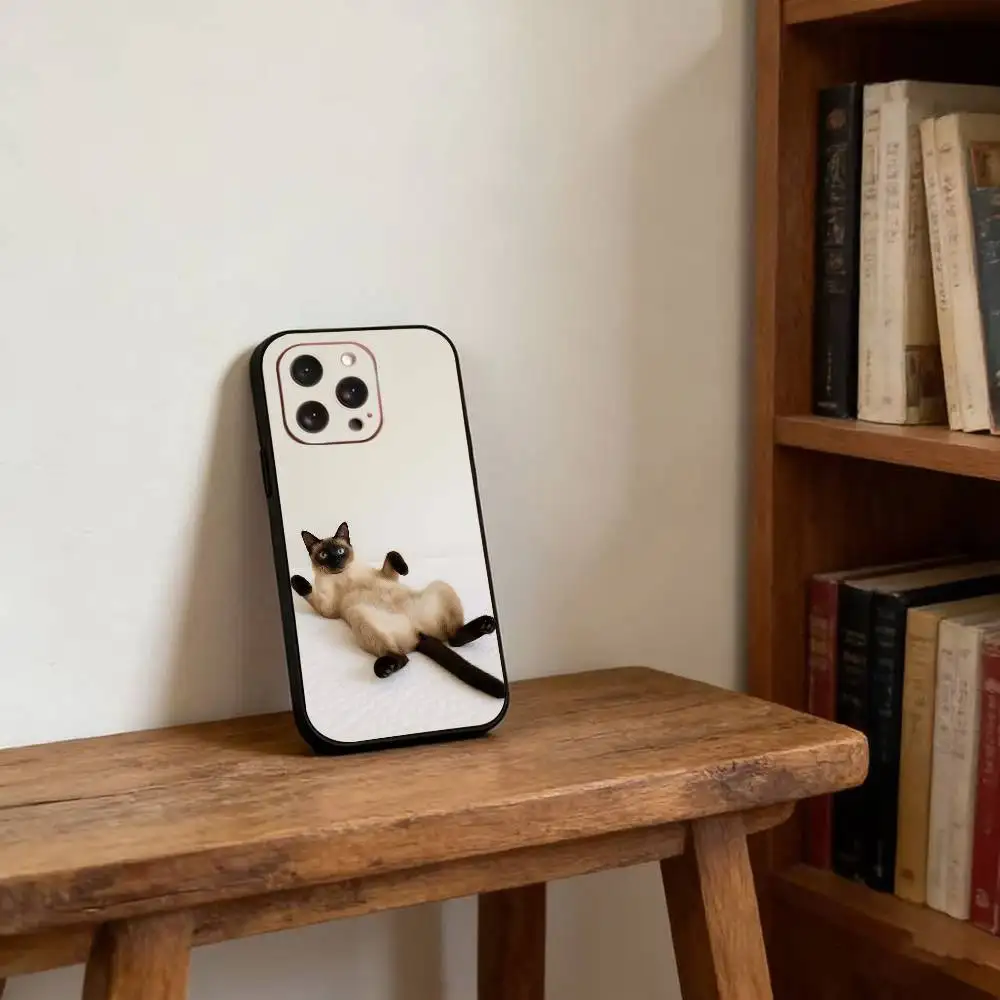 S-Siamese Cat Cute Phone Case For iPhone 17, 16,15,14,13,12,11 Plus,Pro Max, Others Soft Black Cover