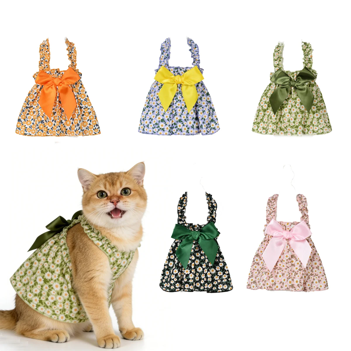 1 Pc Fashionable Pet Dress Cat&Dog Summer Cute PrincessStylDress Suitable For Bichons Siamese Cats Pet Birthdays Wedding Outfits