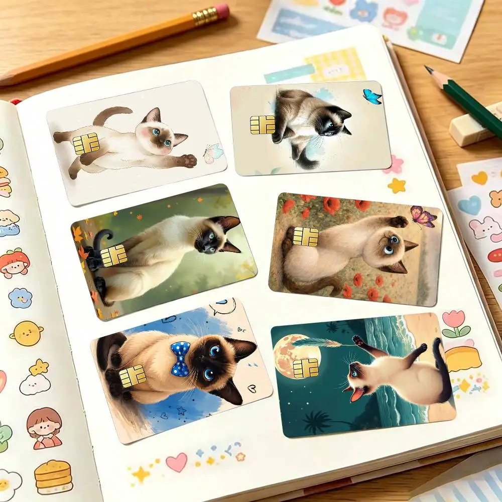 Cute Siamese-E C-Cat Credit Card HD Stickers Game Card Decal Small Chip Waterproof Sticker Gift