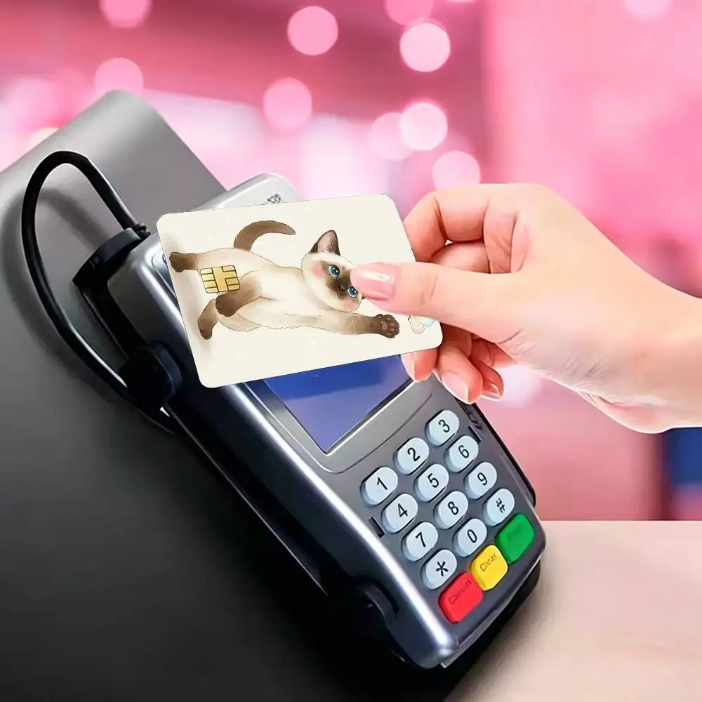 Cute Siamese-E C-Cat Credit Card HD Stickers Game Card Decal Small Chip Waterproof Sticker Gift