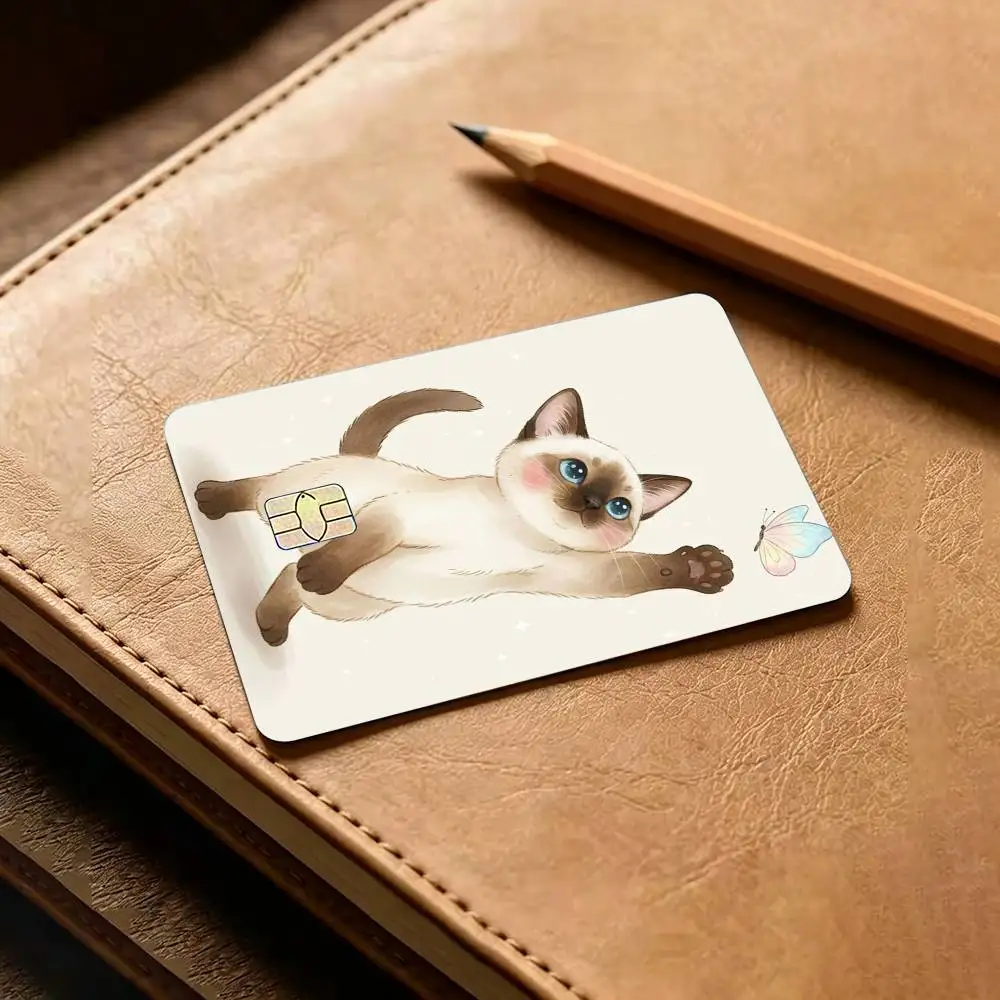Cute Siamese-E C-Cat Credit Card HD Stickers Game Card Decal Small Chip Waterproof Sticker Gift