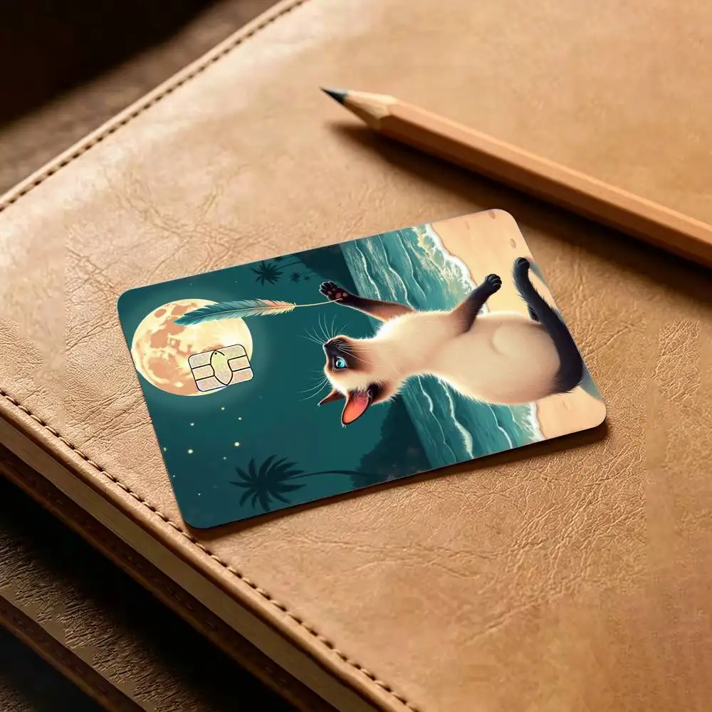 Cute Siamese-E C-Cat Credit Card HD Stickers Game Card Decal Small Chip Waterproof Sticker Gift